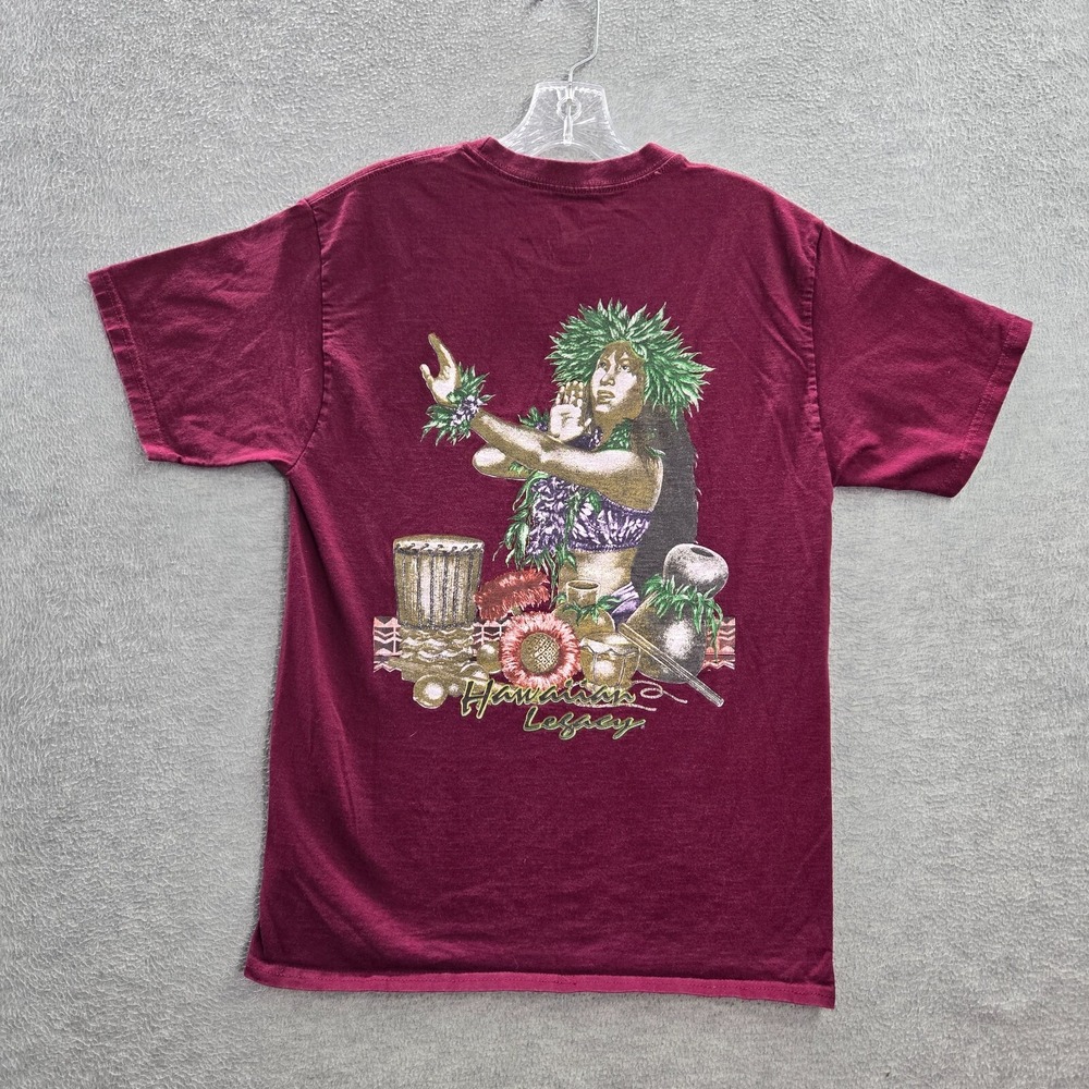 Hawaiian Legacy Men Shirt Medium Red Floral Graphic Crew Neck‎ Short Sleeve Tee